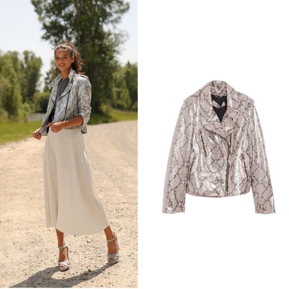 Golden Goose Madison Leather Jacket in Silver Python 38 2 - Picture 1 of 10